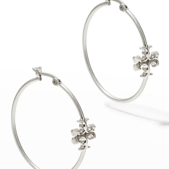 Tory Burch Eleanor Hoop Silver Statement Earrings (Brand New with Dust Bag) - Picture 4 of 13